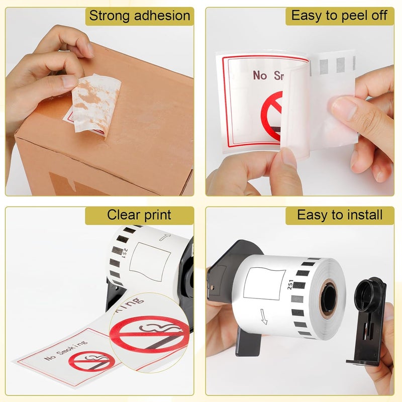 GreaTeam Replacement for Brother DK-2251 DK2251 Black/Red on White 62mm Continuous Length Labels, Compatible with Brother QL-800 QL-810W QL-820NWB, 2.4”x 50ft, 3 Rolls + 1 Refillable Cartridges - Image 4